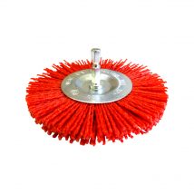 Josco 100mm Spindle-Mounted Crimped Abrasive Nylon Wheel Brush