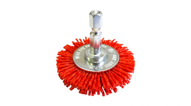 Josco 50mm Spindle-Mounted Crimped Abrasive Nylon Wheel Brush