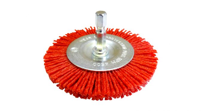 Josco 75mm Spindle-Mounted Crimped Abrasive Nylon Wheel Brush