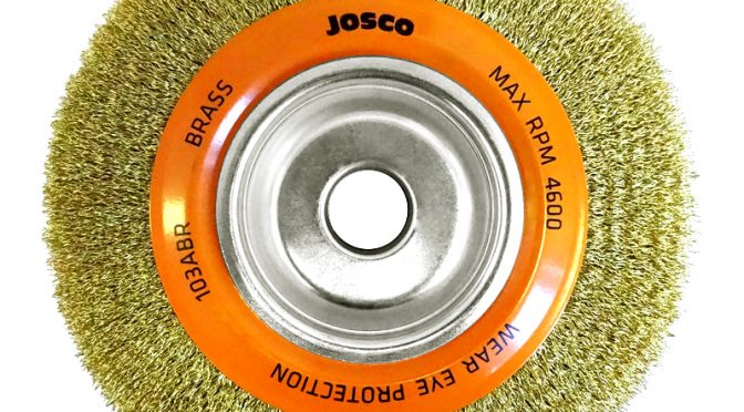 Josco 200mm x 28mm Multi-Bore Crimped Brass Wheel Brush