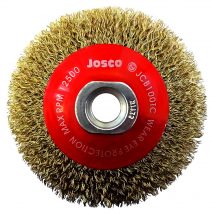 Josco 100mm Brass Coated Tyre Cord Steel Crimped Bevel Brush